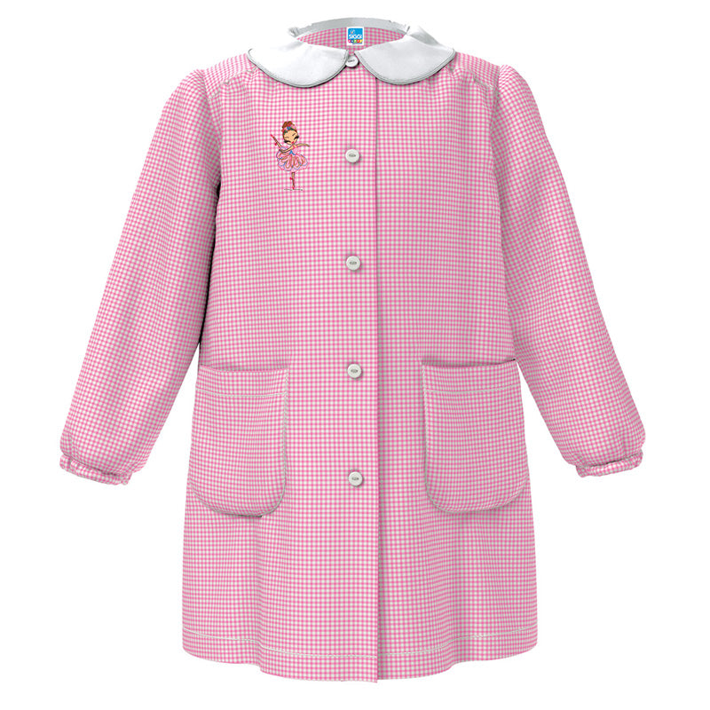 Grembiule Asilo Siggi Disegno Ballerina Personalizzato con Nome - Apertura frontale - Rosa