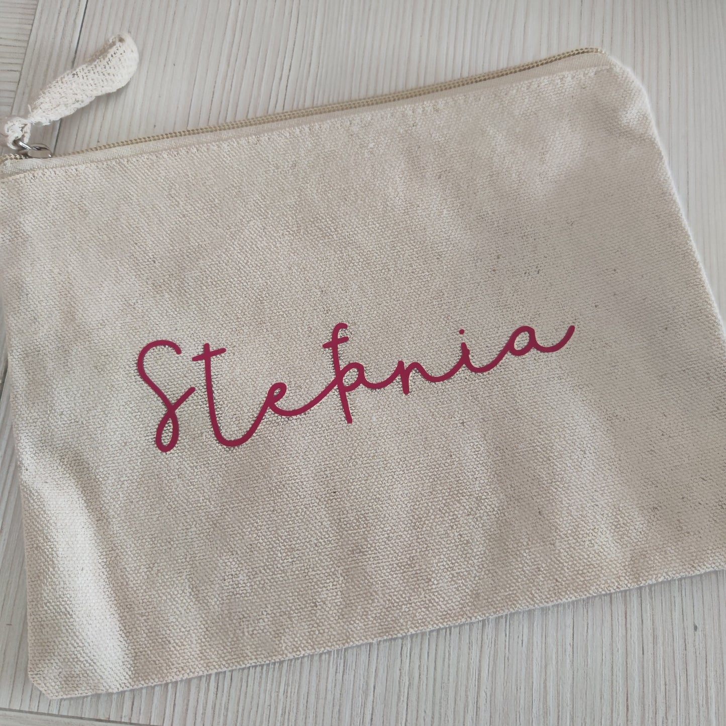 Pochette in Cotone con zip in metallo Col. Natural - Personalizzabile - Misure Varie
