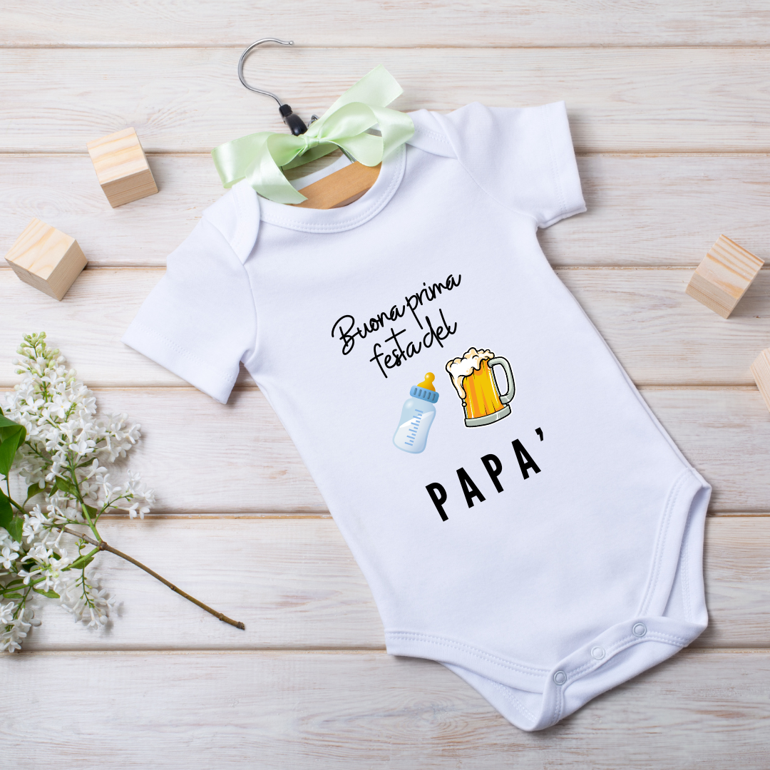 Body Festa del papà Caldo Cotone Bianco - Made in Italy - Fili e Stelle
