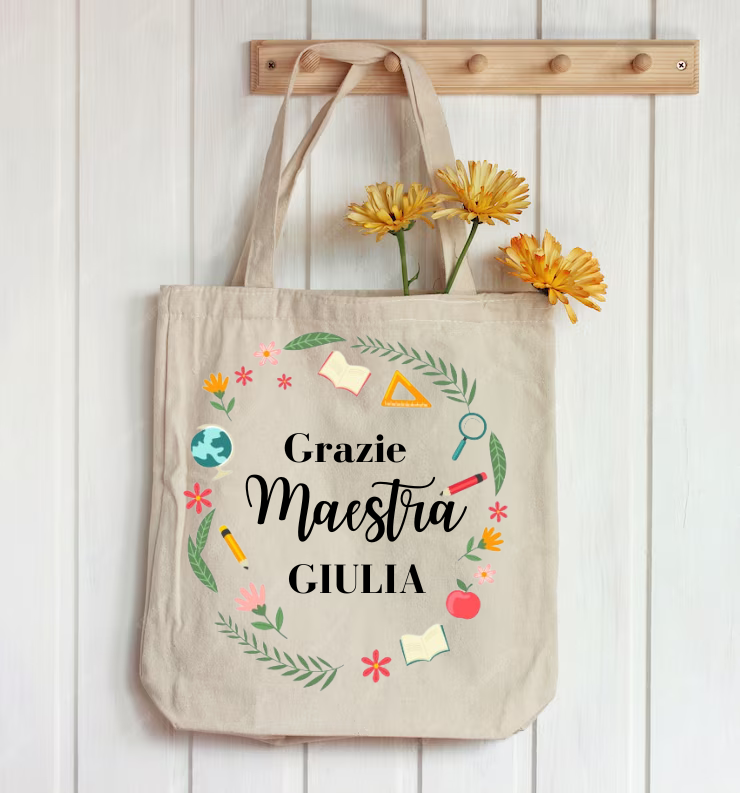 Borsa in Tela Tote Bag Colorata - Personalizzabile - Fili e Stelle