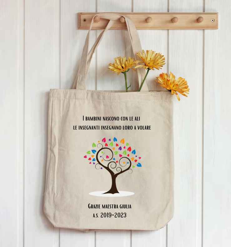 Borsa in Tela Tote Bag Colorata - Personalizzabile - Fili e Stelle