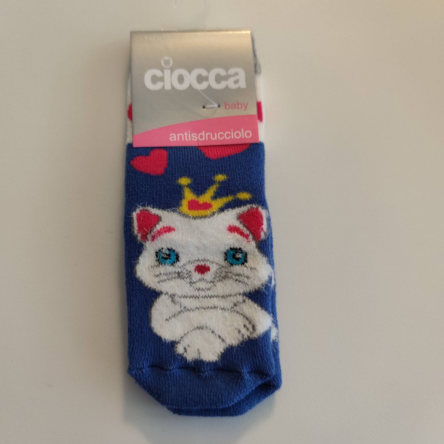 Calze Antiscivolo Bimba Gattina 16/19 - Azzurro scuro - Fili e Stelle