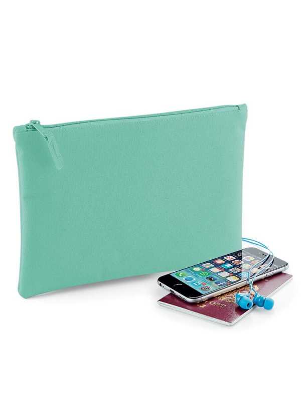 Pochette in poliestere con zip col. Verde Menta con nome