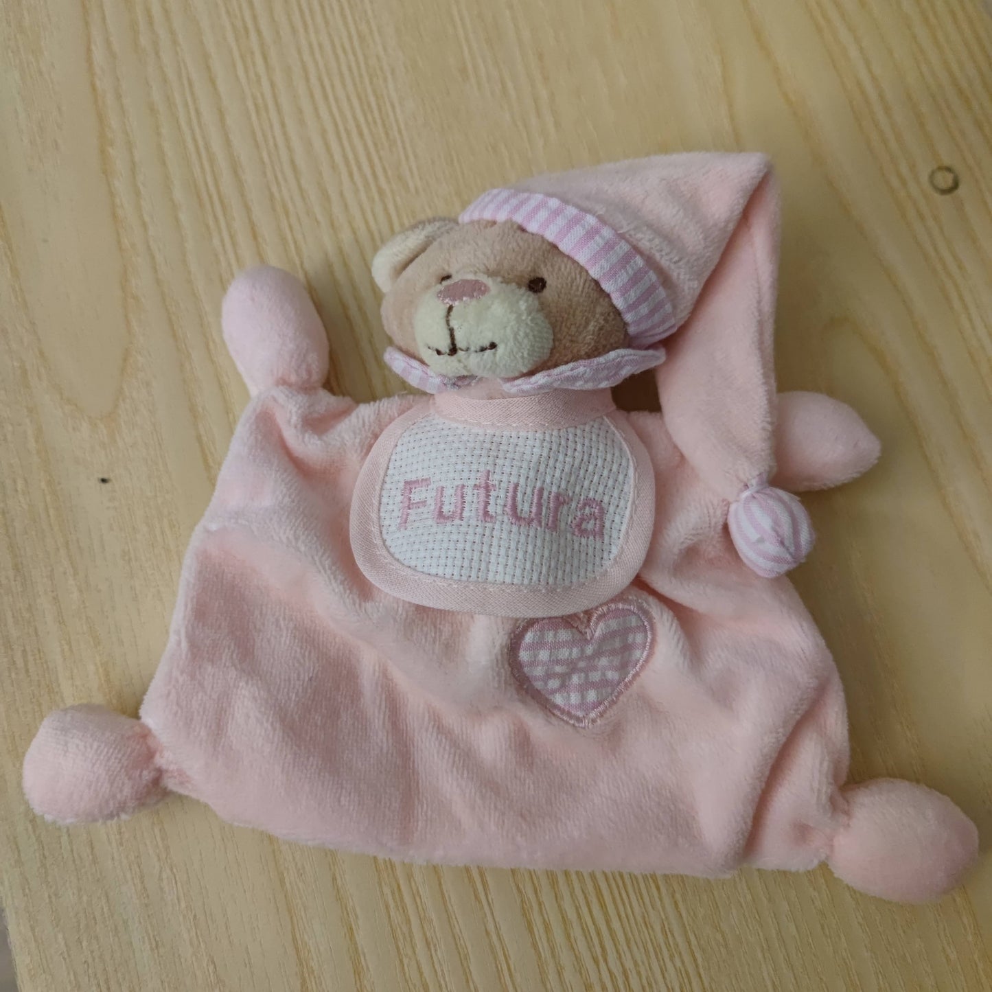 Orsetto Doudou con Bavaglina in Tela Aida Personalizzato con Nome - Colori Vari - Fili e Stelle