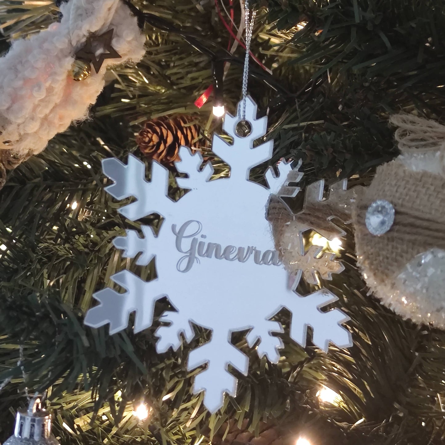 Medaglione Fiocco di Neve - Argento - Personalizzato con Nome