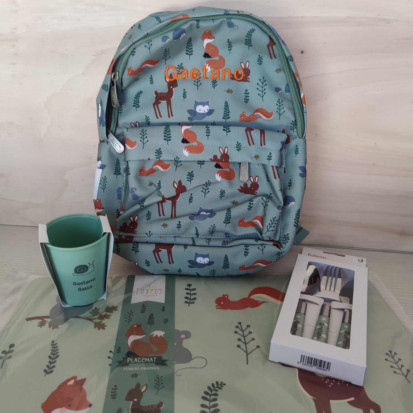 Zainetto Piccolo Amici della Foresta - 23,5x30x10 cm - Personalizzabile con il nome - Fili e Stelle