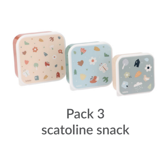 3 Scatoline Snack Tutete Geometric Nature Personalizzabili con nome