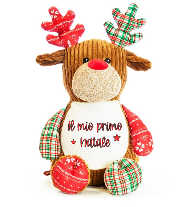 Peluche Renna Sensoriale Rossa Personalizzabile