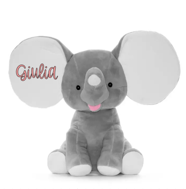 Peluche Elefante Dumbo Grigio Personalizzabile - Fili e Stelle