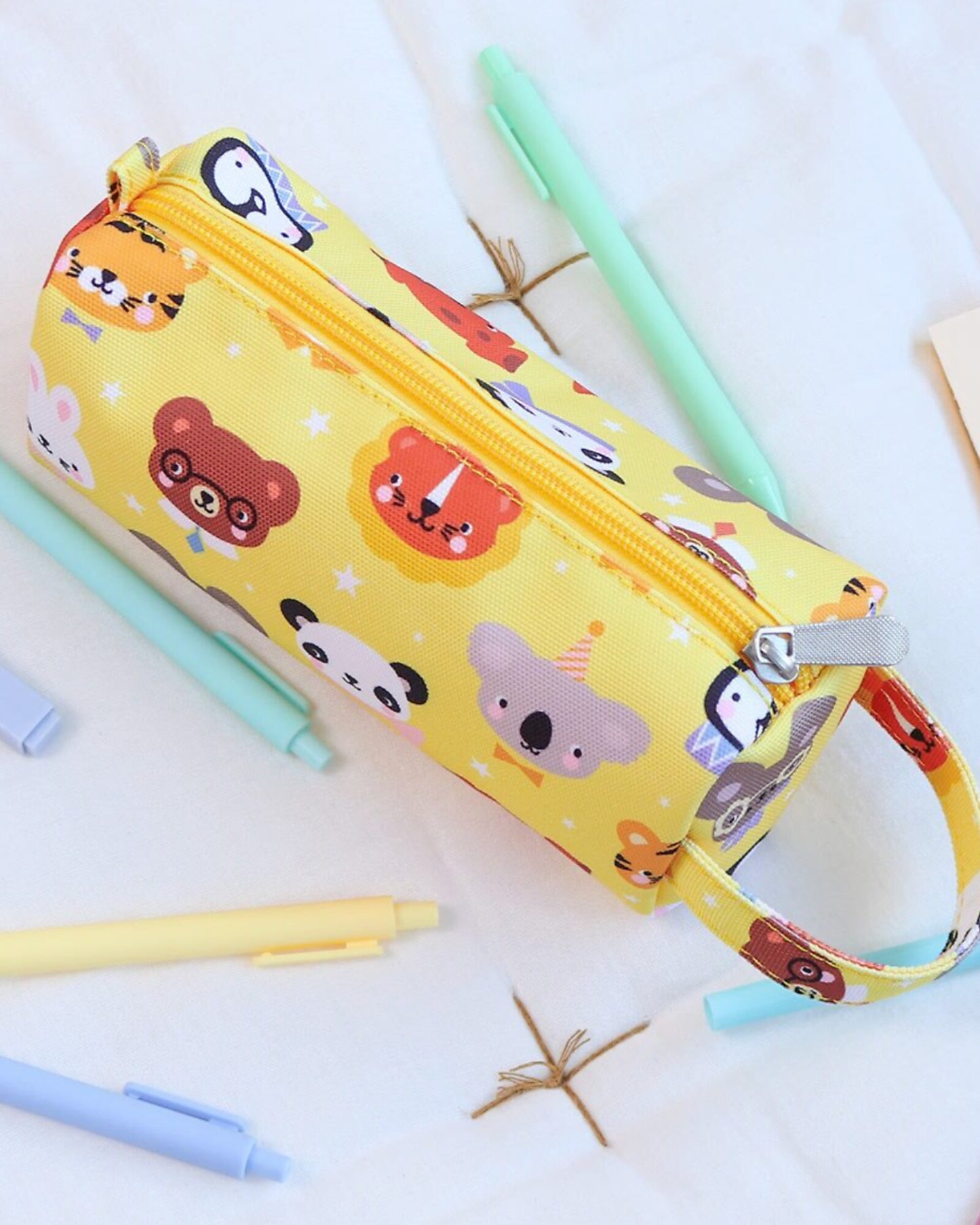 Astuccio per la Scuola con Chiusura a Zip - Amici animali - 20x8x7 cm - Personalizzabile con Nome