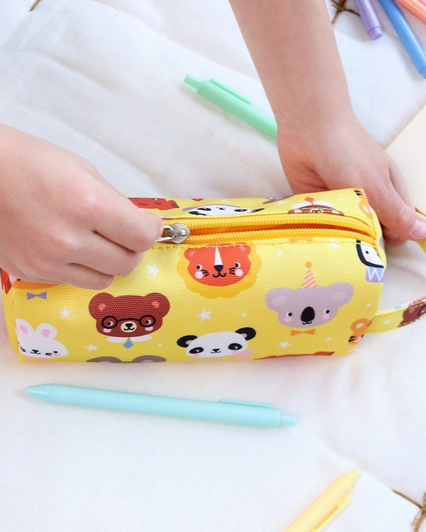Astuccio per la Scuola con Chiusura a Zip - Amici animali - 20x8x7 cm - Personalizzabile con Nome