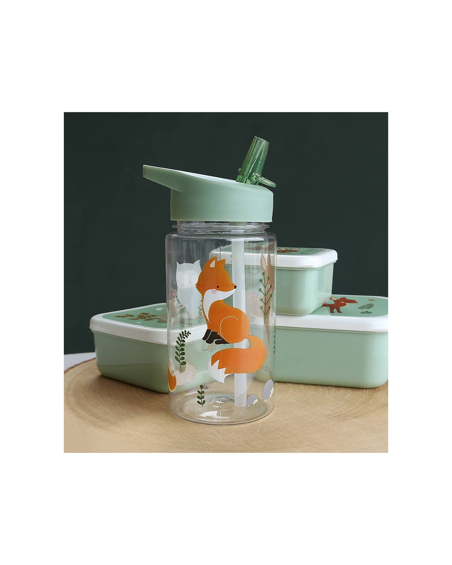 Borraccia con Cannuccia 450 ml - Amici della Foresta - Senza BPA - Fili e Stelle