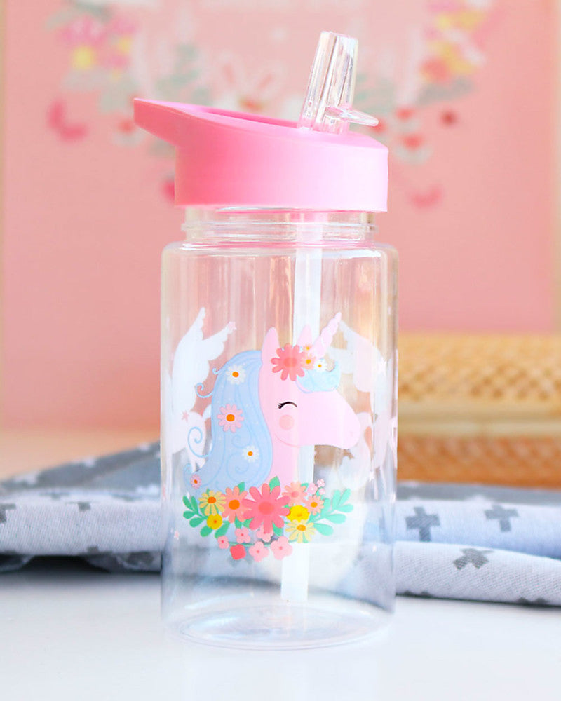 Borraccia con Cannuccia 450 ml - Unicorno - Senza BPA - Fili e Stelle