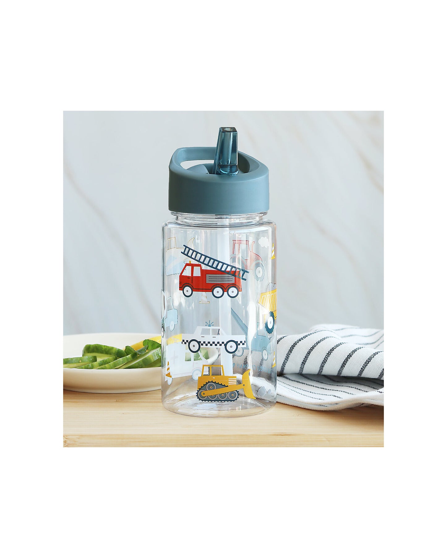 Borraccia con Cannuccia 450 ml - Veicoli - Senza BPA! - Fili e Stelle