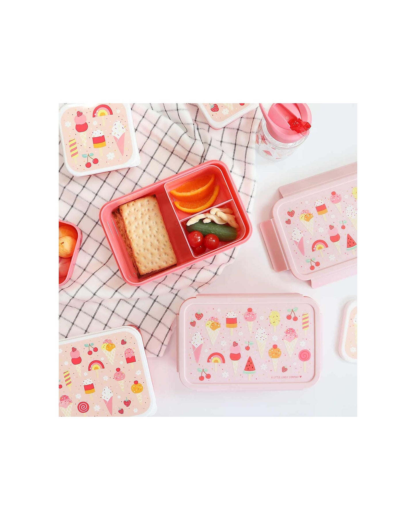 Porta Pranzo Bento - Gelati - con Scomparti Estraibili - Personalizzabile con Nome - Fili e Stelle