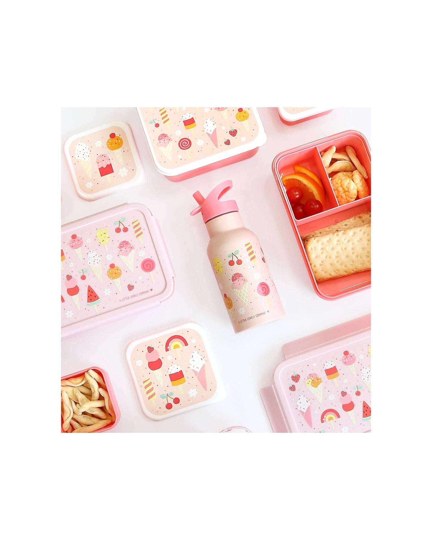 Porta Pranzo Bento - Gelati - con Scomparti Estraibili - Personalizzabile con Nome - Fili e Stelle