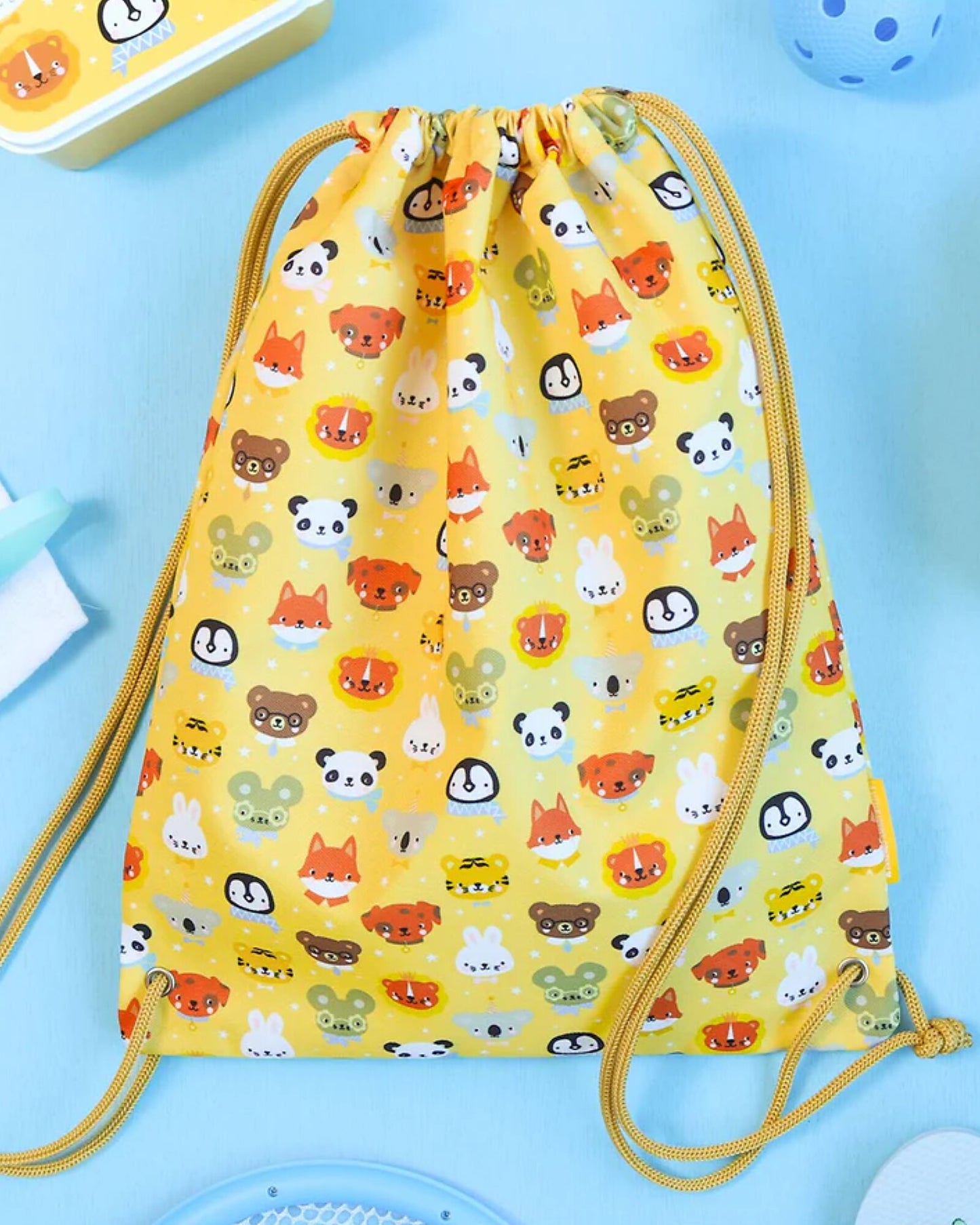 Sacca con Chiusura a Coulisse - Amici animali - 32 x 42 cm - Personalizzabile con nome