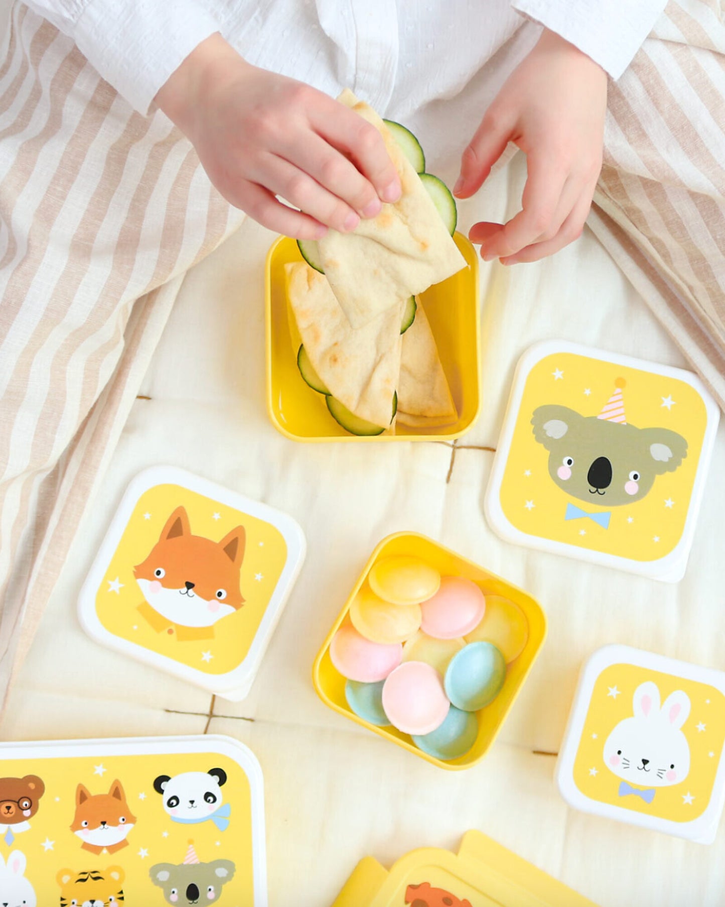 Set di Contenitori Porta Merenda - Amici Animali - Personalizzabili con Nome
