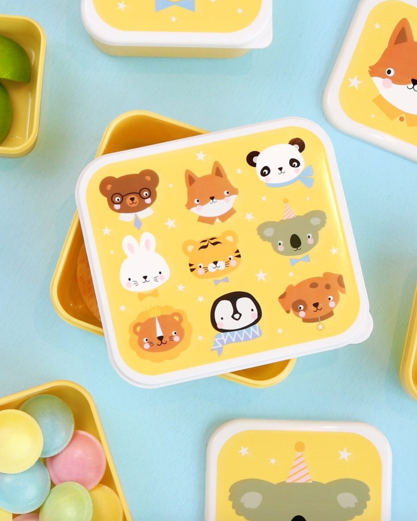 Set di Contenitori Porta Merenda - Amici Animali - Personalizzabili con Nome