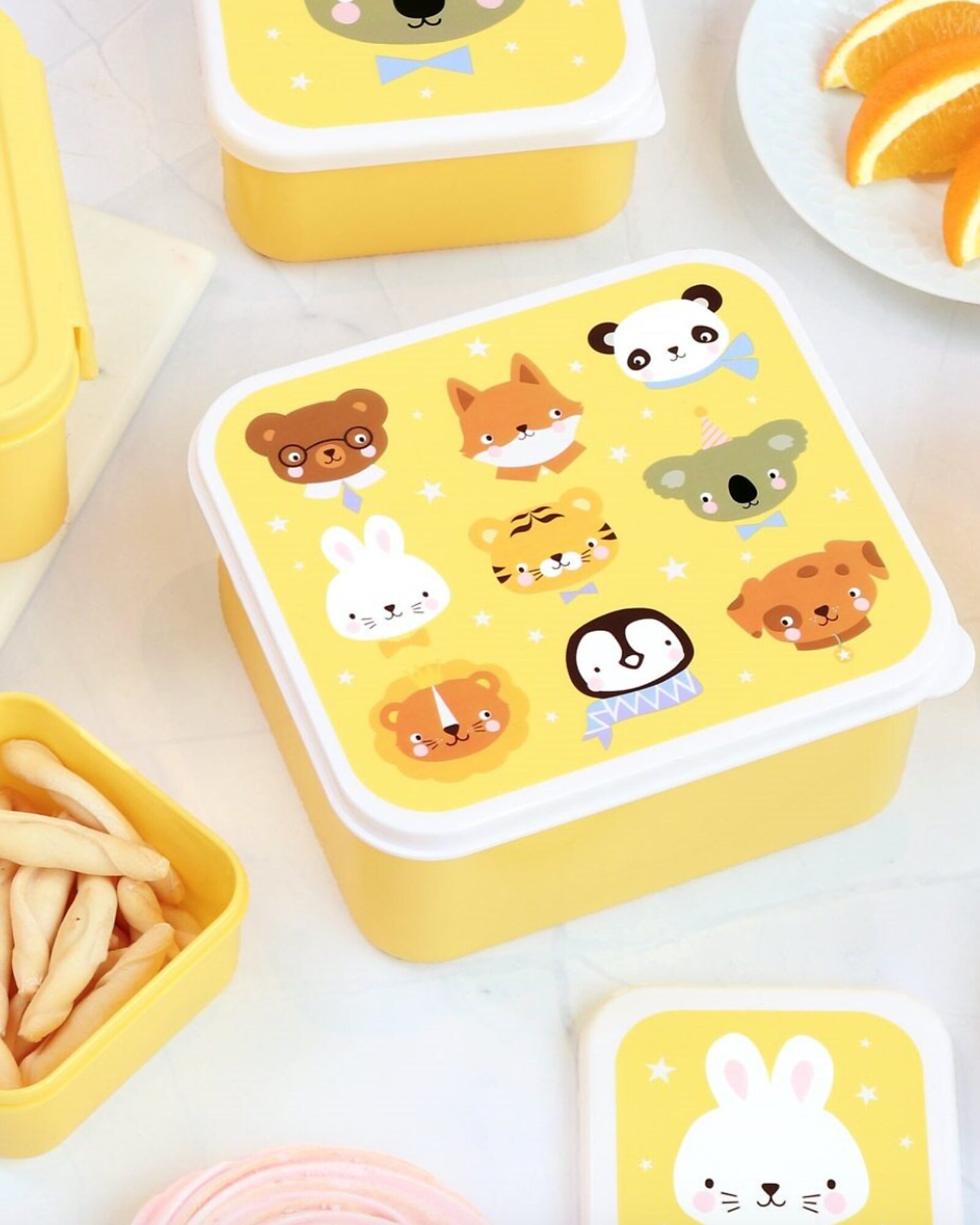 Set di Contenitori Porta Merenda - Amici Animali - Personalizzabili con Nome