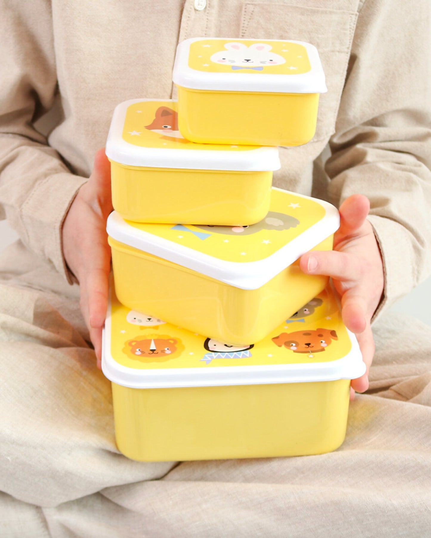 Set di Contenitori Porta Merenda - Amici Animali - Personalizzabili con Nome