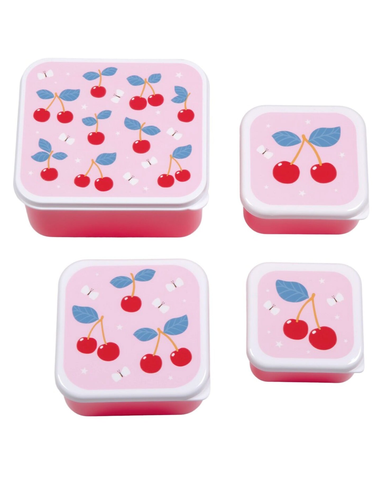 Set di Contenitori Porta Merenda - Ciliegie - Personalizzabili con Nome