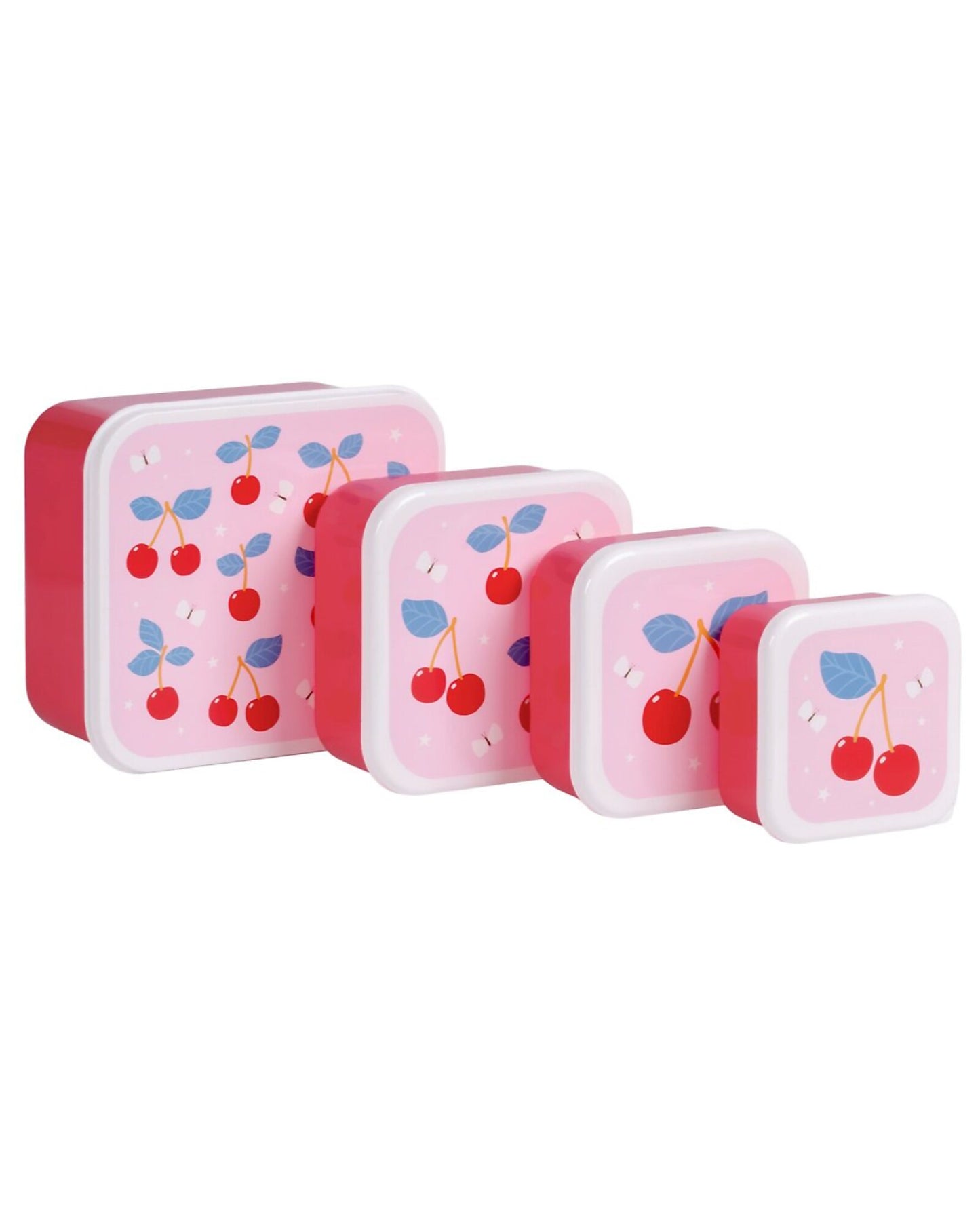 Set di Contenitori Porta Merenda - Ciliegie - Personalizzabili con Nome