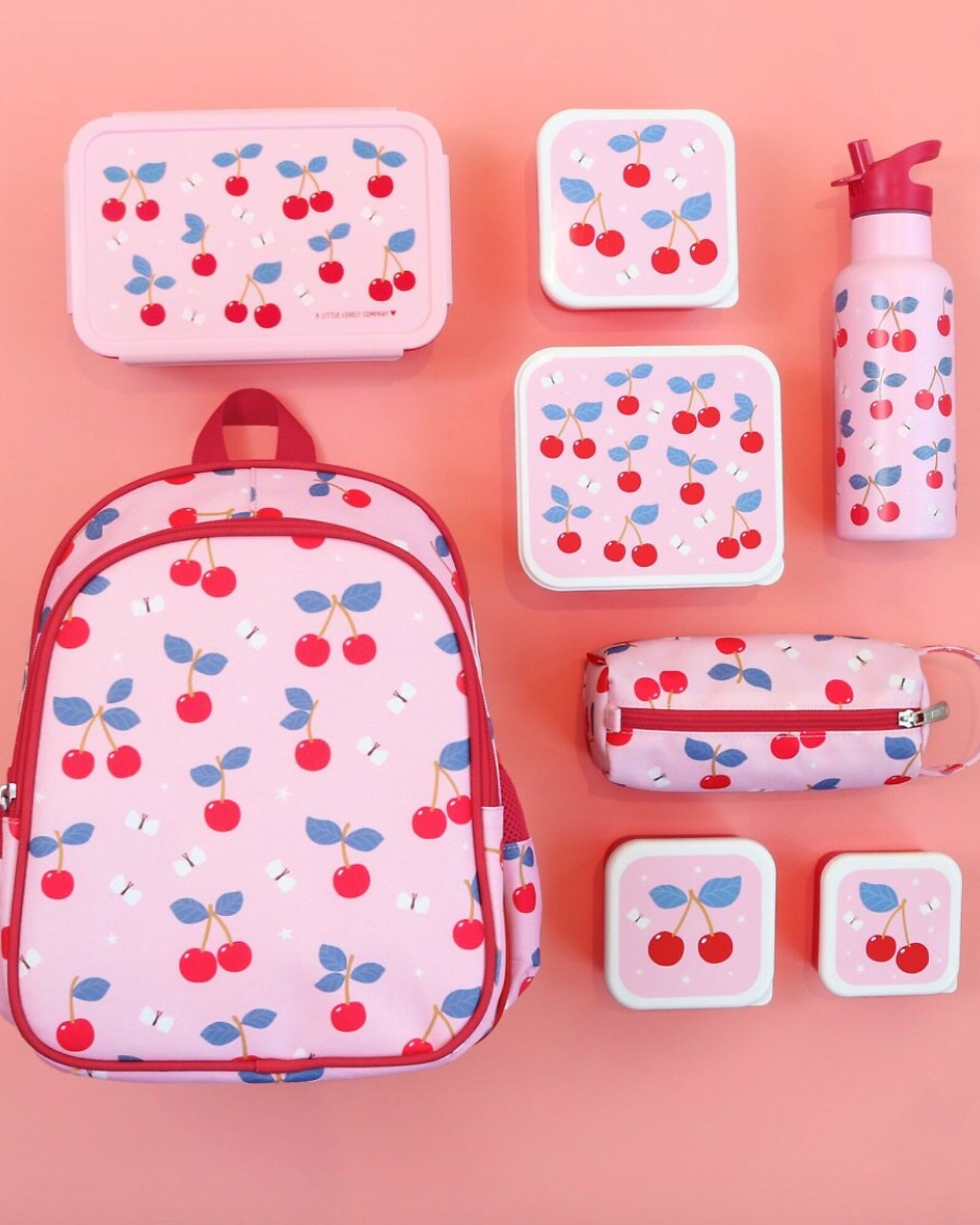 Set di Contenitori Porta Merenda - Ciliegie - Personalizzabili con Nome