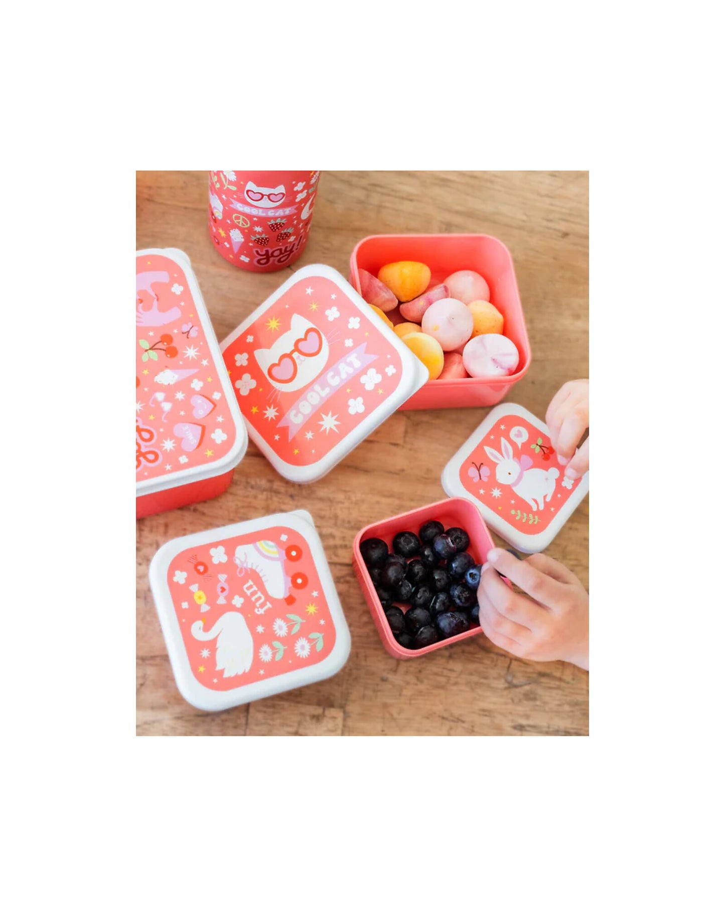 Set di Contenitori Porta Merenda - Fun - Personalizzabili con Nome - Fili e Stelle