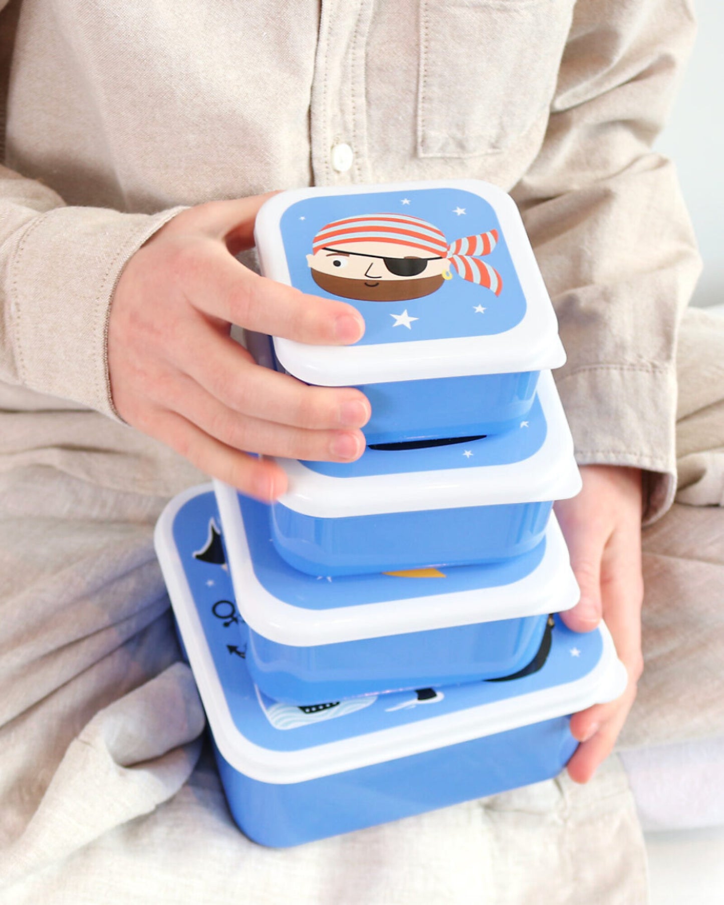 Set di Contenitori Porta Merenda - Pirati - Personalizzabili con Nome