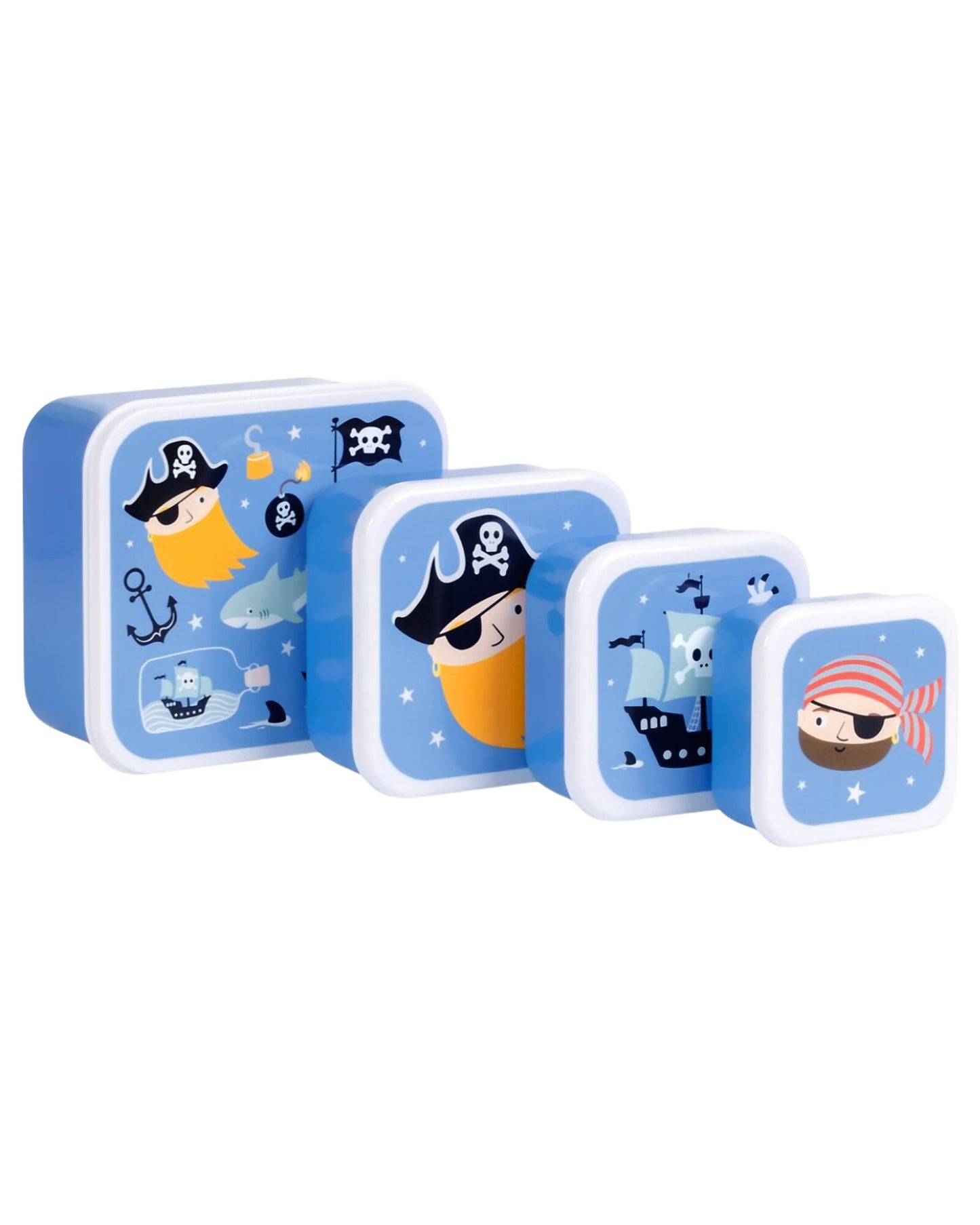 Set di Contenitori Porta Merenda - Pirati - Personalizzabili con Nome