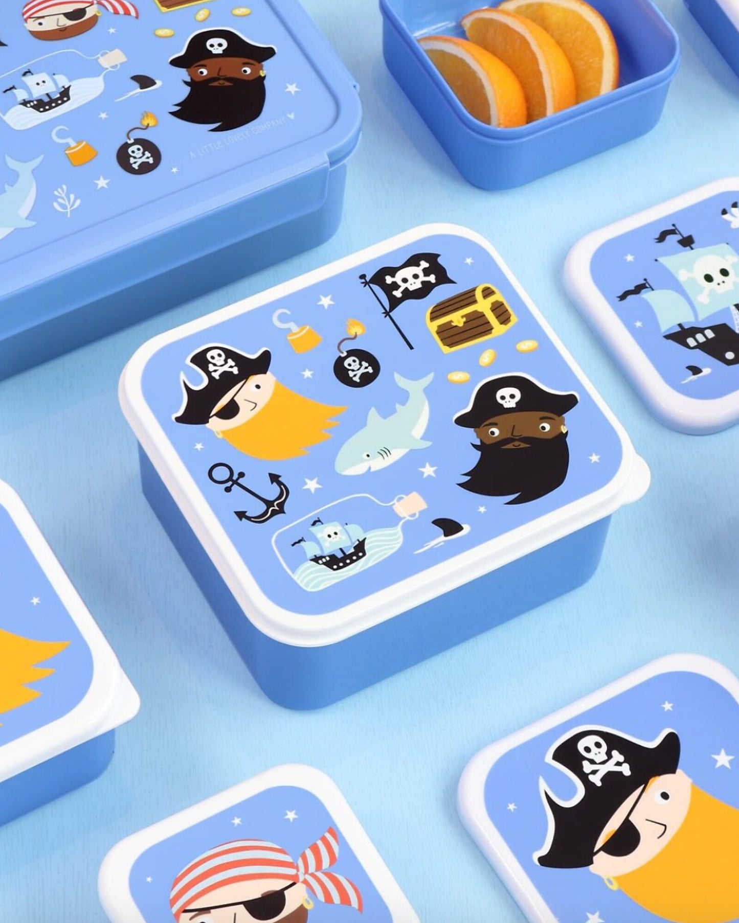 Set di Contenitori Porta Merenda - Pirati - Personalizzabili con Nome