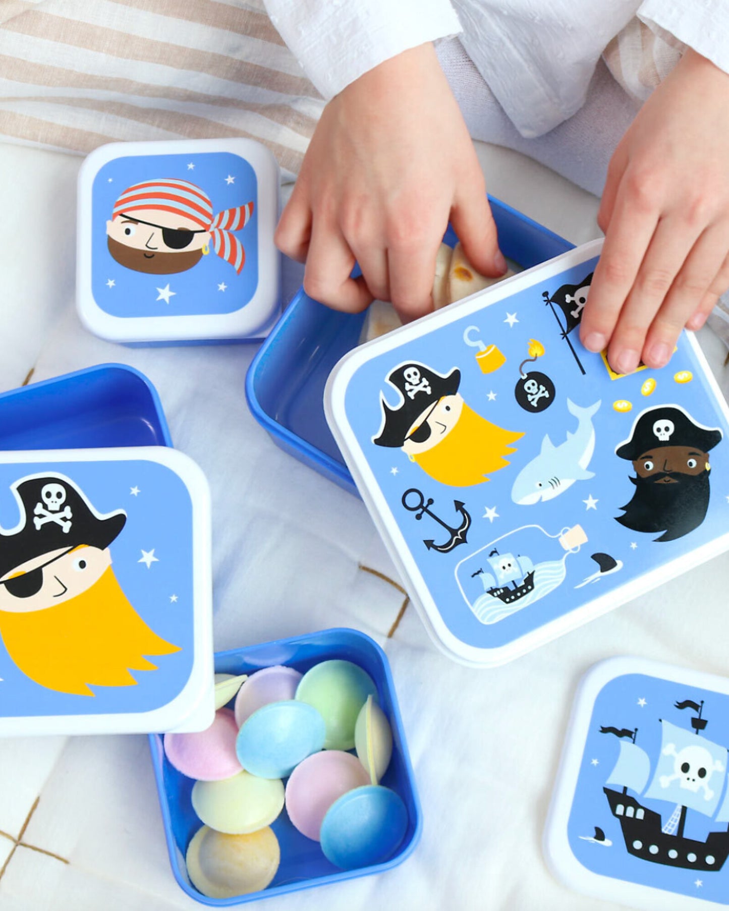 Set di Contenitori Porta Merenda - Pirati - Personalizzabili con Nome
