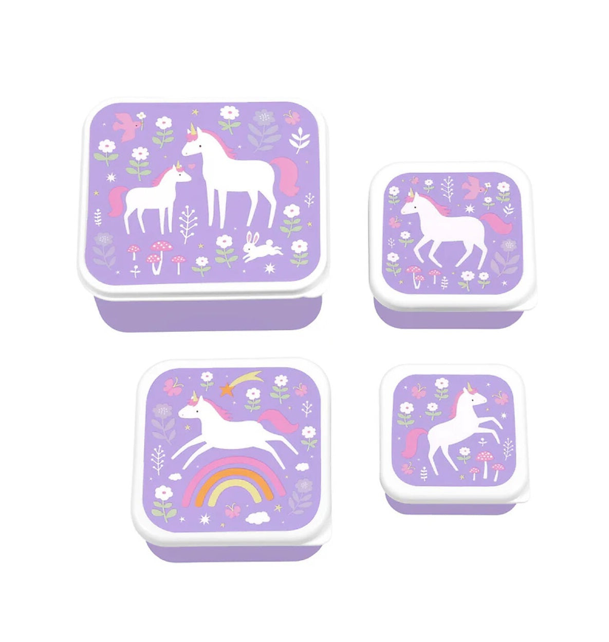 Set di Contenitori Porta Merenda - Unicorn Dreams - Personalizzabili con Nome - Fili e Stelle