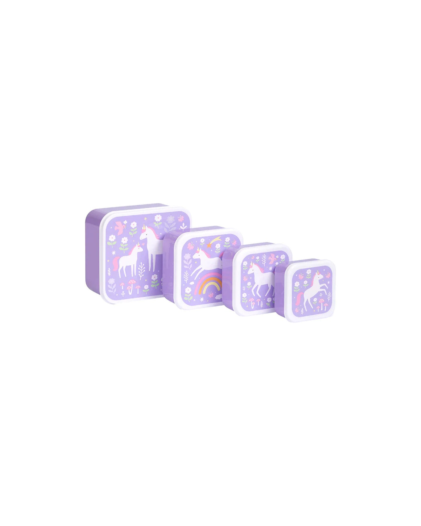 Set di Contenitori Porta Merenda - Unicorn Dreams - Personalizzabili con Nome - Fili e Stelle