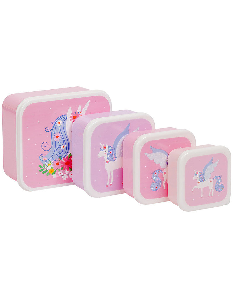 Set di Contenitori Porta Pranzo e Porta Merenda - Unicorno - Personalizzabili con Nome - Fili e Stelle