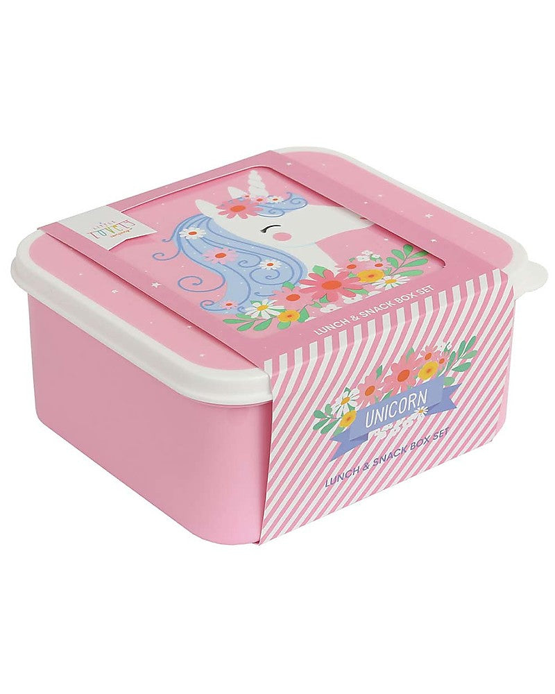 Set di Contenitori Porta Pranzo e Porta Merenda - Unicorno - Personalizzabili con Nome - Fili e Stelle