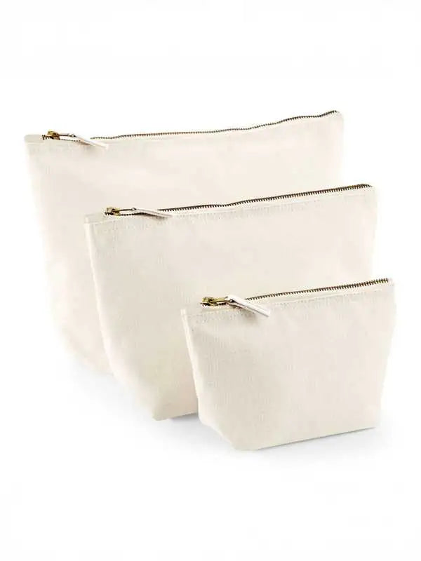 Pochette con Fondo in Cotone con zip in metallo Col. Naturale - Personalizzabile - Misure Varie
