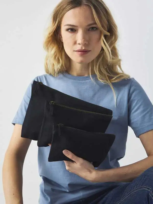 Pochette in Cotone con zip in metallo Col. Nero - Personalizzabile - Misure Varie