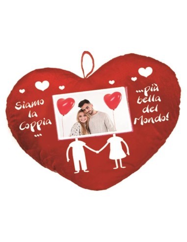 Cuore peluche Cm. 40 con portafoto Cm. 10x15 - Fili e Stelle