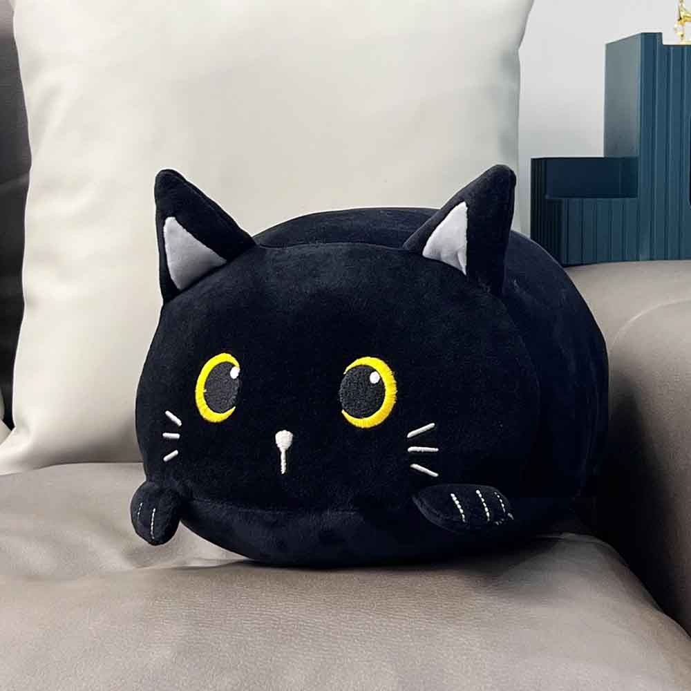 Cuscino Peluche Gatto Nero - Personalizzabile - Fili e Stelle
