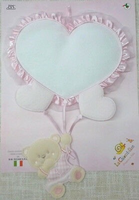 Fiocco Nascita Cuore e Orsetti Personalizzato con Nome - Rosa - Fili e Stelle