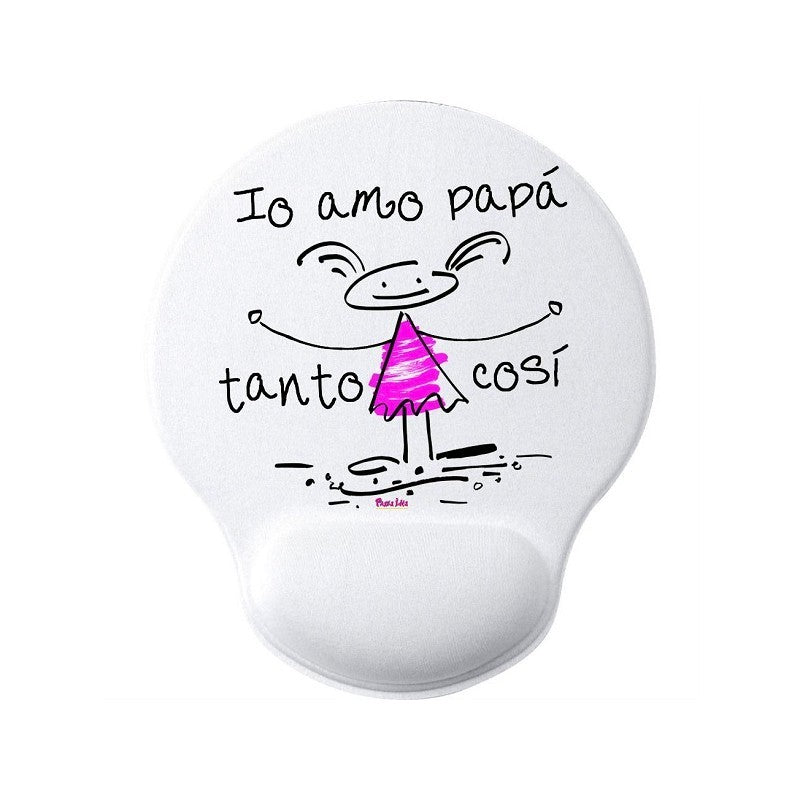 Mousepad con poggiapolso festa del papà con frase: Io amo mio papà - Fili e Stelle