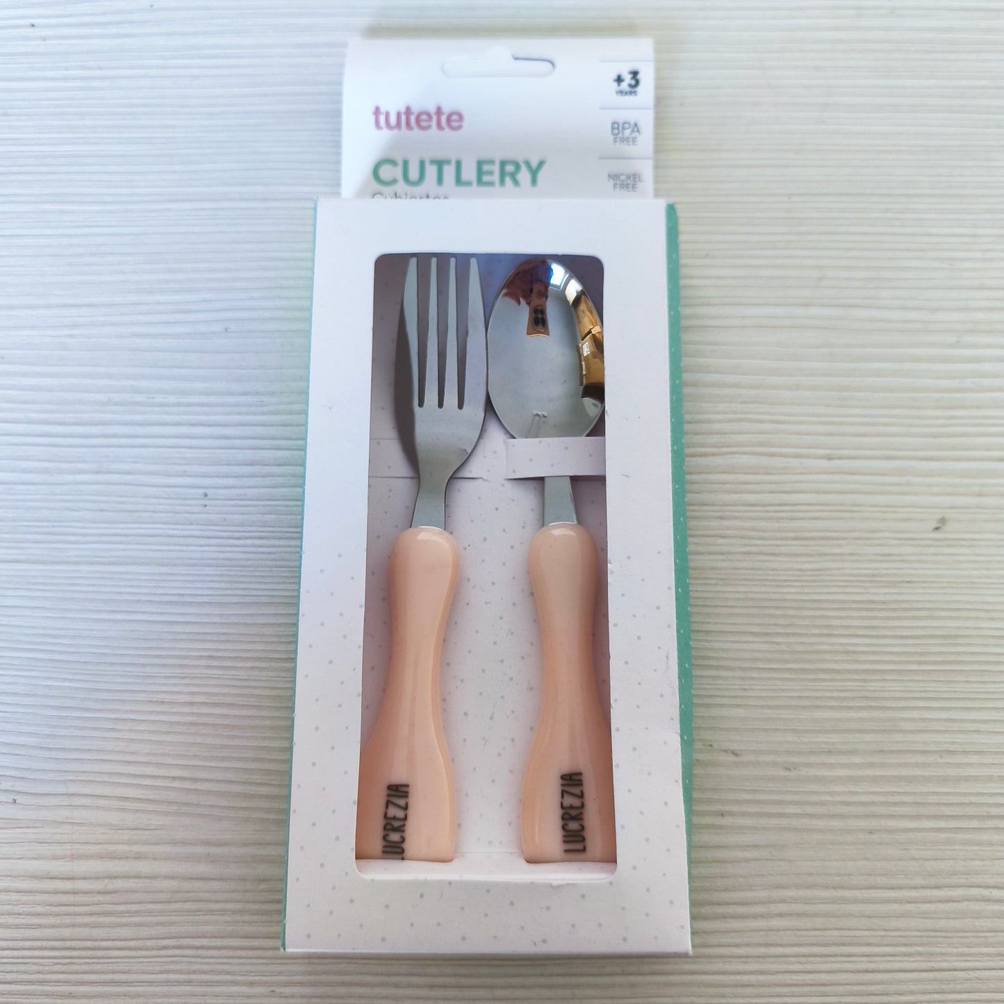 Set Posate Forchetta e Cucchiaio - GIA' personalizzate LUCREZIA - Col. Rosa