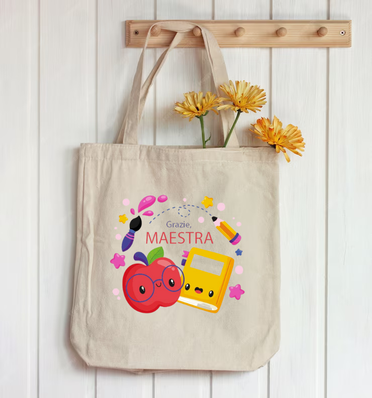 Borsa in Tela Tote Bag Colorata - Personalizzabile - Fili e Stelle
