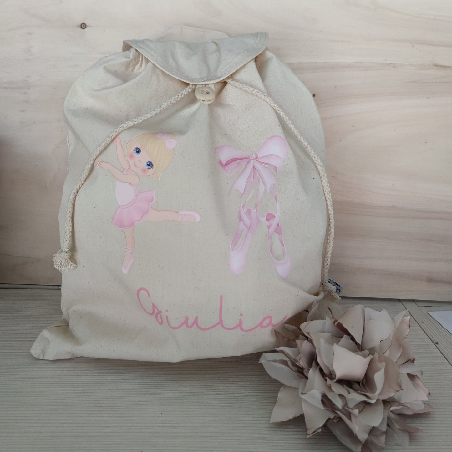 Zainetto in Cotone Organico - Personalizzabile con Disegno e Nome