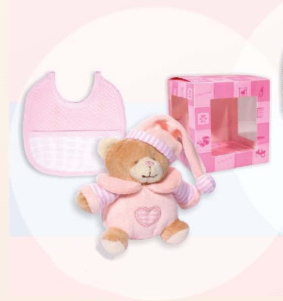 Scatola Regalo con Orsetto e Bavaglia Personalizzati con Nome - Colori Vari - Fili e Stelle