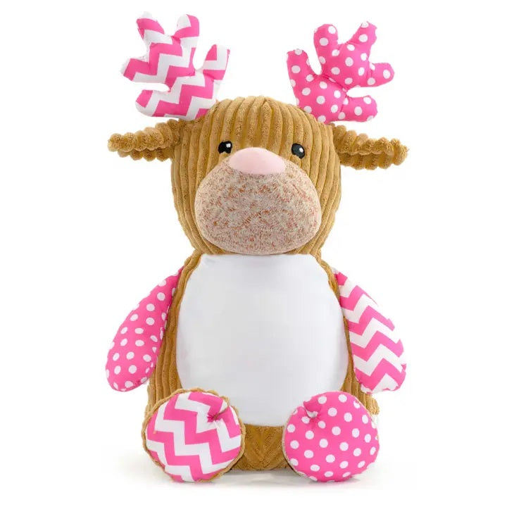 Peluche Renna Sensoriale Rosa Personalizzabile