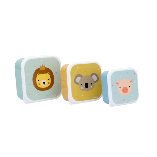Set 3 Scatoline Snack Animal Friends Personalizzabili con nome - Fili e Stelle