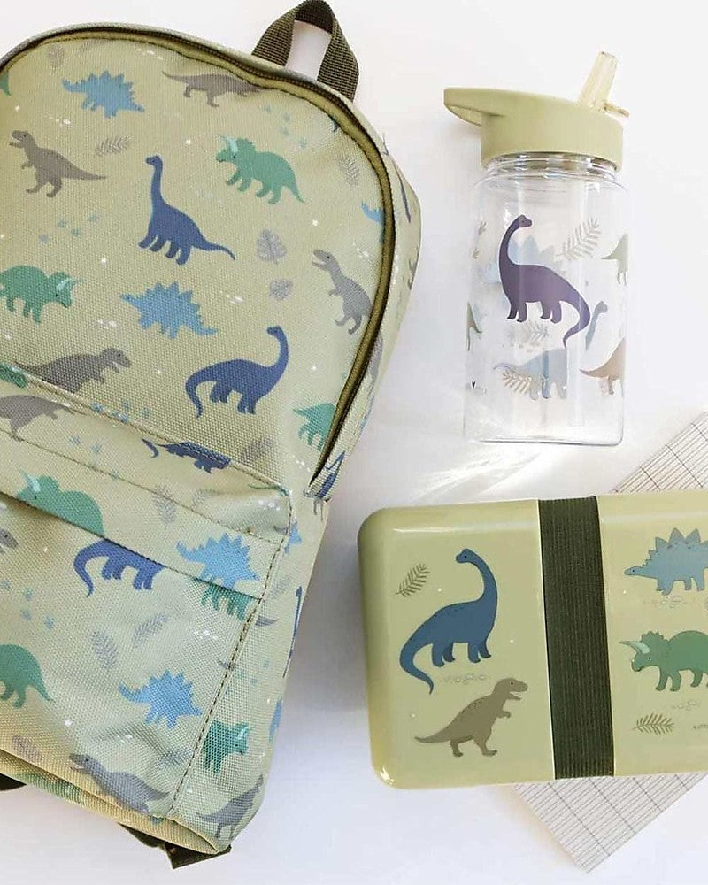 Zainetto Dinosauri - 22x30x10 cm - Verde - Personalizzabile con Nome - Fili e Stelle